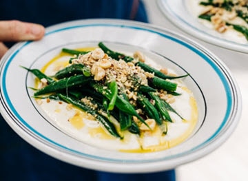 Green Bean Salad, Almond Cream, Roasted Hazelnuts by Massimo Mele