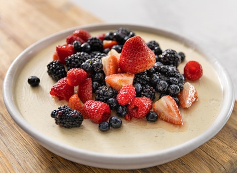 Honey & Yogurt Panna Cotta with Fresh Berries