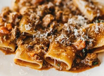 Massimo Mele’s Paccheri With Slow Cooked Pork Cheeks And Onions
