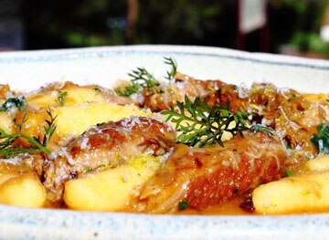 Gnocchi With Slow Cooked Pork Cheeks, Onions And Pecorino
