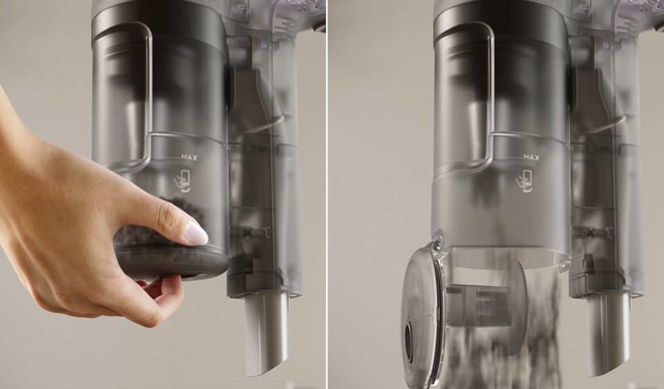 Single-touch bin emptying