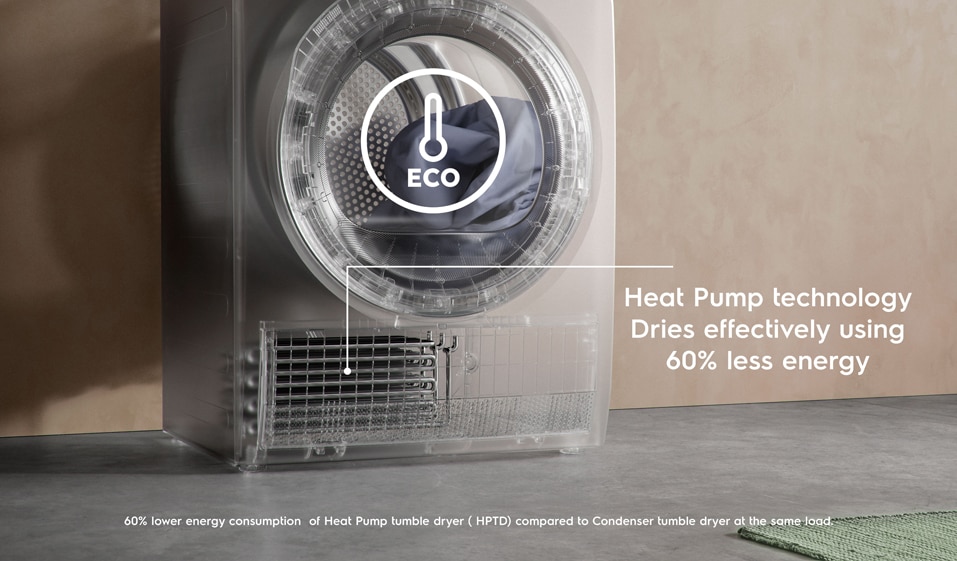 DRIES WITH 60% LESS ENERGY*