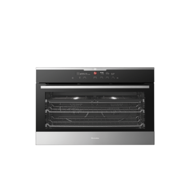 Black multifunction oven with Intuitive Oven Interface control system